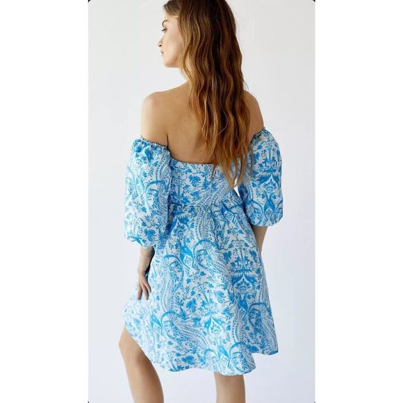 Mestiza New York Poco Poof Tapestry Mini A-Line Dress Blue Pockets Sz 2 - Picture 6 of 16